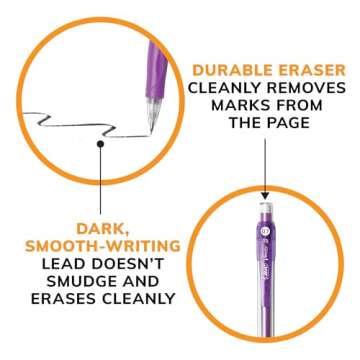 BIC Velocity Mechanical Pencils, With Colorful Barrel, Medium Point (0.7mm), 4-Count Pack Mechanical Pencils With Eraser and Lead Refills