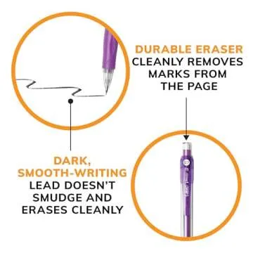 BIC Velocity Mechanical Pencils, With Colorful Barrel, Medium Point (0.7mm), 4-Count Pack Mechanical Pencils With Eraser and Lead Refills