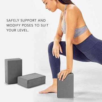 NORYER Yoga Block 2 Pcs High Density EVA Foam Yoga Brick Blocks for Yoga/Pilates/Meditation, Non-Slip Surface for Improve Stretching and Aid Balance and Flexibility (Gray)