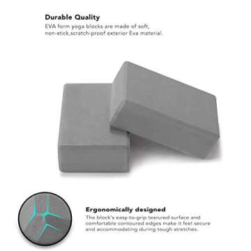 NORYER Yoga Block 2 Pcs High Density EVA Foam Yoga Brick Blocks for Yoga/Pilates/Meditation, Non-Slip Surface for Improve Stretching and Aid Balance and Flexibility (Gray)