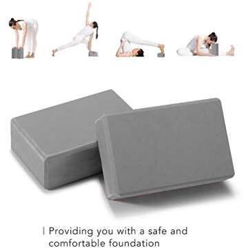NORYER Yoga Block 2 Pcs High Density EVA Foam Yoga Brick Blocks for Yoga/Pilates/Meditation, Non-Slip Surface for Improve Stretching and Aid Balance and Flexibility (Gray)