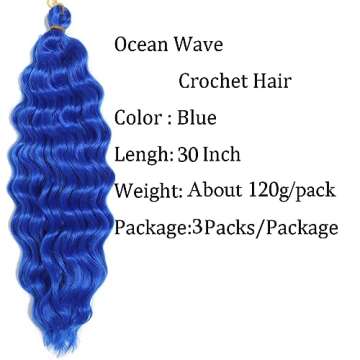 30 inch Ocean Wave Crochet Hair Deep Wave Twist Crochet Hair Extensions Curly Braiding Hair 3 packs ...