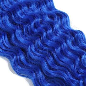 30 inch Ocean Wave Crochet Hair Deep Wave Twist Crochet Hair Extensions Curly Braiding Hair 3 packs Long Wavy Water Wave Braids For Women Synthetic Crochet Braid Hair (30 inch, Blue)