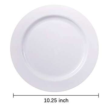 bUCLA 100PCS White Plastic Plates - 10.25 Inch Premium Disposable Dinnerware for Parties and Wedding...