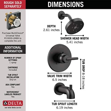 Delta Trinsic Matte Black Tub and Shower Set