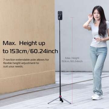 ULANZI 61'' Magnetic Selfie Stick Tripod with Remote