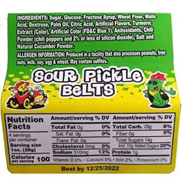 Delicious Alamo Candy Sour Pickle Belts - Sweet & Sour Treat