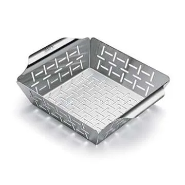 Weber Stainless Steel Round Vegetable Basket - Perfect for Grilling