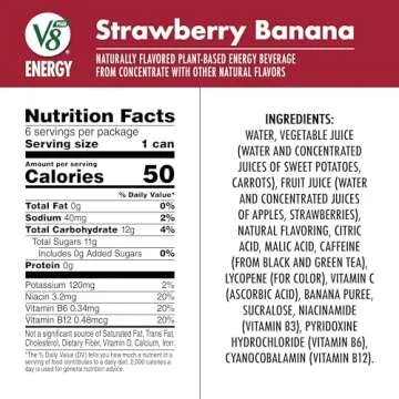 V8 +Energy Strawberry Banana Juice Energy Drink 24-Pack