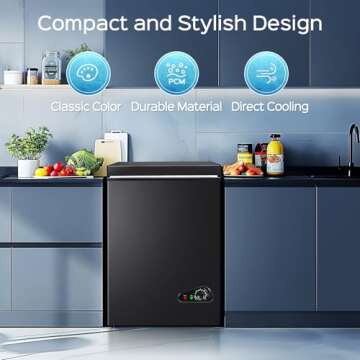 Anypro Chest Freezer 5.0 Cu.Ft, FreeStanding Top Door Compact Small Deep Mini Freezer with 2 Removab...