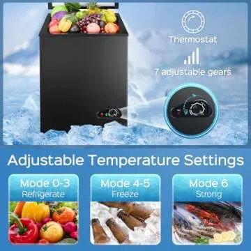Anypro Chest Freezer 5.0 Cu.Ft, FreeStanding Top Door Compact Small Deep Mini Freezer with 2 Removable Baskets, 7 Adjustable Temperatures for Garage Dorm Apartment RV Kitchen Business, Black