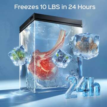 Anypro Chest Freezer 5.0 Cu.Ft, FreeStanding Top Door Compact Small Deep Mini Freezer with 2 Removable Baskets, 7 Adjustable Temperatures for Garage Dorm Apartment RV Kitchen Business, Black