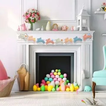 Fanfanwin Easter Bunny Banner with String 9.84ft Felt Bunny Rabbit Garland Easter Wall Hanging Bunting Garland Colorful Decor for Mantle Fireplace Home Outdoor Party Supplies