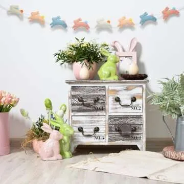 Fanfanwin Easter Bunny Banner with String 9.84ft Felt Bunny Rabbit Garland Easter Wall Hanging Bunting Garland Colorful Decor for Mantle Fireplace Home Outdoor Party Supplies