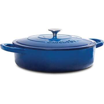 Crock-Pot Artisan Cast Iron Braiser - 5 Quart Sapphire Blue