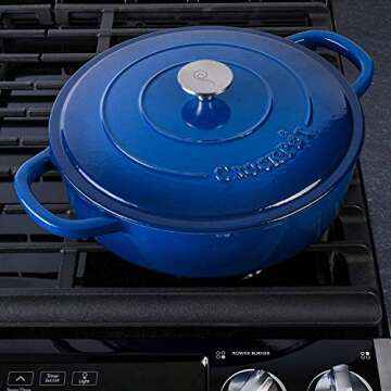 Crock-Pot Artisan Cast Iron Braiser - 5 Quart Sapphire Blue