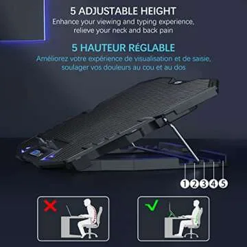 TopMate C5 12-15.6 inch Gaming Laptop Cooler Cooling Pad | 5 Quiet Fans and LCD Screen | 2500RPM Str...