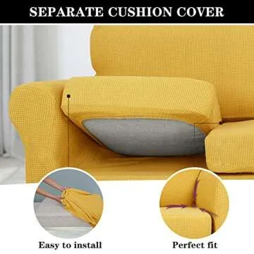 PENDEJATO Stretch Sofa Slipcover, Soft Jacquard Couch Covers Sofa Covers for 3 Cushion Couch Sofa Washable Furniture Protector for Pets & Kids (Large)
