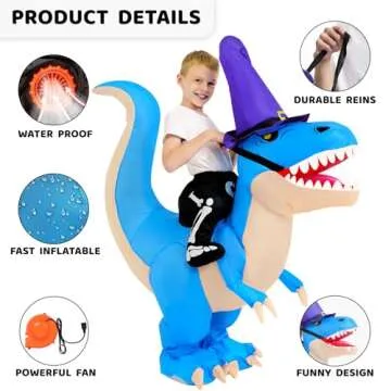 Max Fun Dinosaur Costume Kids Inflatable Dinosaur Halloween Costume for Boys Girls Funny Blow Up Cos...