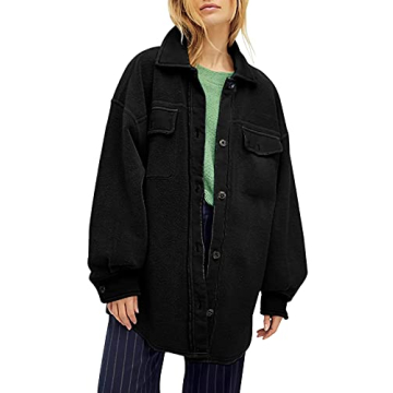 Fisoew Oversized Button Down Shirt Jacket for Women