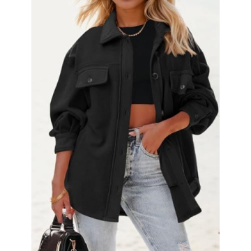 Fisoew Oversized Button Down Shirt Jacket for Women