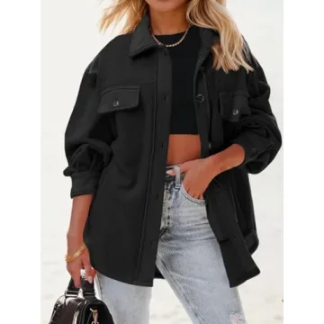 Fisoew Oversized Button Down Shirt Jacket for Women