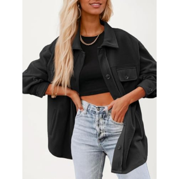 Fisoew Oversized Button Down Shirt Jacket for Women