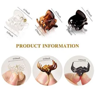 36 PCS Mini Hair Claw Clips for Women, 0.6 Inch Plastic Small Hair Jaw Clip Claws for Long Hair Kids Girls Hair Styling Gifts (Black, Brown, Clear)