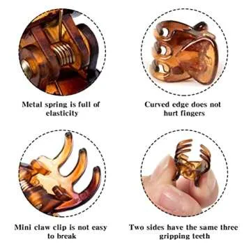 36 PCS Mini Hair Claw Clips for Women, 0.6 Inch Plastic Small Hair Jaw Clip Claws for Long Hair Kids Girls Hair Styling Gifts (Black, Brown, Clear)