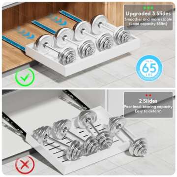 Pull Out Cabinet Organizer, Expandable Slide Out Drawers for Cabinets Fixed with Adhesive Nano Film, Heavy Duty Roll Out Shelves for Kitchen Base Cabinet Organization, Pantry, Bathroom, White (1PC)