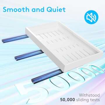 Pull Out Cabinet Organizer, Expandable Slide Out Drawers for Cabinets Fixed with Adhesive Nano Film, Heavy Duty Roll Out Shelves for Kitchen Base Cabinet Organization, Pantry, Bathroom, White (1PC)