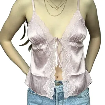 Women Lace Spaghetti Strap Crop Tank Top for Trendy Styles