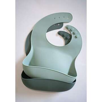 AVA + OLIVER Waterproof Silicone Bib Set with Adjustable Neck - Durable Silicone Bibs for Babies and...