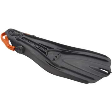 SCUBAPRO GO Travel Scuba Diving Fin for Snorkeling, Diving and Swimming, Black Fin with Orange Bunge...