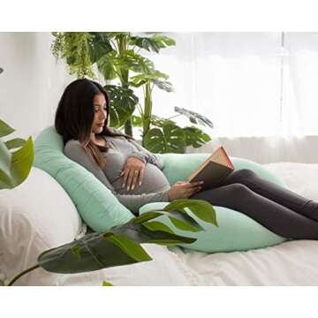 Pharmedoc Pregnancy Pillows, C-Shape Full Body Pillow – Jersey Cover Mint – Pregnancy Pillows for Sleeping – Body Pillows for Adults, Maternity Pillow and Pregnancy Must Haves, New Mom Gifts