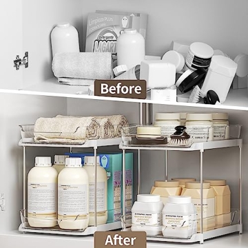 Delamu 2-Tier Bathroom Cabinet Organizer for Storage