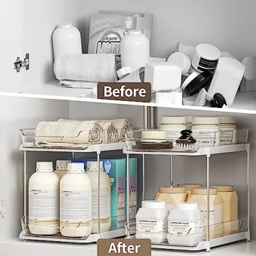 Delamu 2-Tier Bathroom Cabinet Organizer for Storage
