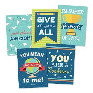 Hadley Designs 25 School Lunch Box Notes For Kids, Inspirational Motivational Cards For Boys Girls From Mom, Encouraging Student Children Teens, Thinking of You Positive Affirmations Encouragement