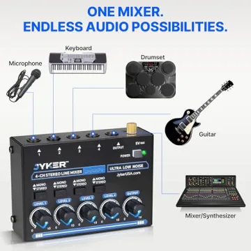 Compact 4 Channel Stereo Mixer for Quality Audio Mixing