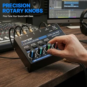 Compact 4 Channel Stereo Mixer for Quality Audio Mixing