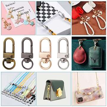PH PandaHall Key Chain Clips, 16 Pieces 4 Colors Metal Lobster Claw Clasps Swivel Lanyards Trigger Snap Hooks Strap for Keychain Key Rings DIY Bags Jewelry Findings Crafts, 34x14x6.5mm