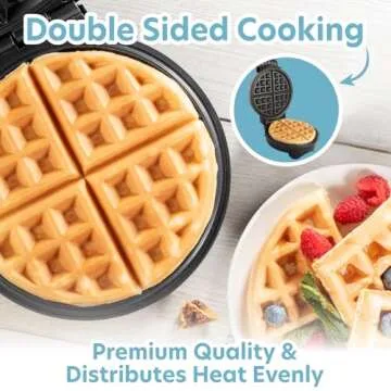 Belgian Waffle Maker- Non-Stick 7" Waffler Iron w Adjustable Browning Control, Electric Baker Makes Thick Fluffy Waffles- Kitchen Essential for Breakfast Morning or Brunch, Housewarming Supplies Gift