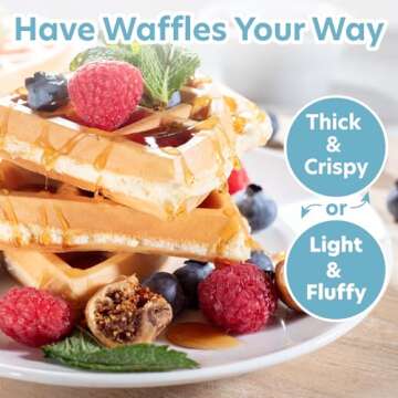 Belgian Waffle Maker- Non-Stick 7" Waffler Iron w Adjustable Browning Control, Electric Baker Makes Thick Fluffy Waffles- Kitchen Essential for Breakfast Morning or Brunch, Housewarming Supplies Gift