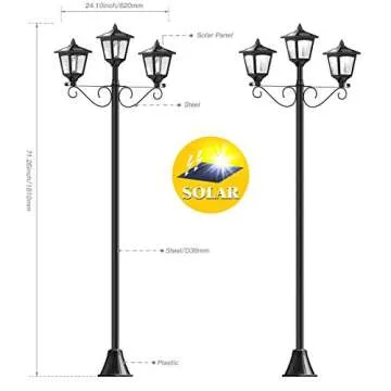 72" Vintage Solar Lamp Post Lights for Outdoor Safety