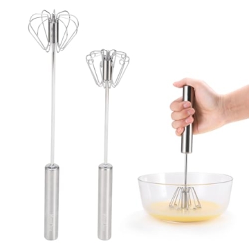KSENDALO SUS304 Stainless Steel Whisk & Beater Set - Manual & Automatic Handheld Easy Semi-Auto Mixe...