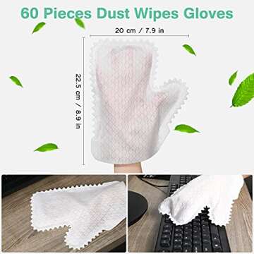 60 Pieces White Microfiber Dusting Gloves Artisan Dusting Mitt Microfiber Dusting Cloth Replaces Dus...