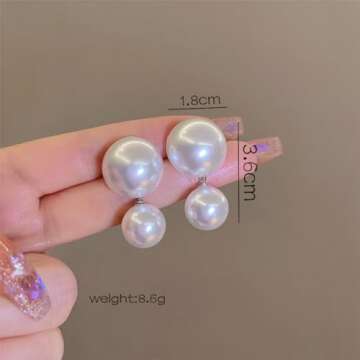 Double Pearl Earrings Pearl Stud Dangle Earrings Faux Pearl Earrings for Women Summer Gifts