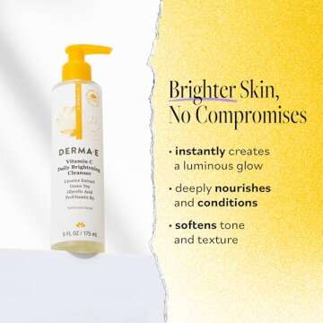 Derma E Vitamin C Cleanser - Daily Brightening & Hydrating Face Wash to Even Out Skin Tone – Moist...