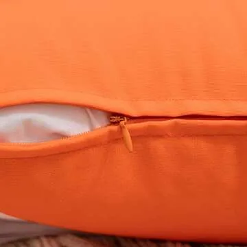 MIULEE Pack of 2 Decorative Outdoor Waterproof Pillow Covers Square Garden Cushion Sham Throw Pillowcase Shell for Patio Tent Couch 18x18 Inch Orange