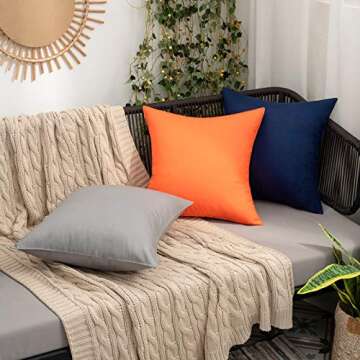 MIULEE Pack of 2 Decorative Outdoor Waterproof Pillow Covers Square Garden Cushion Sham Throw Pillowcase Shell for Patio Tent Couch 18x18 Inch Orange